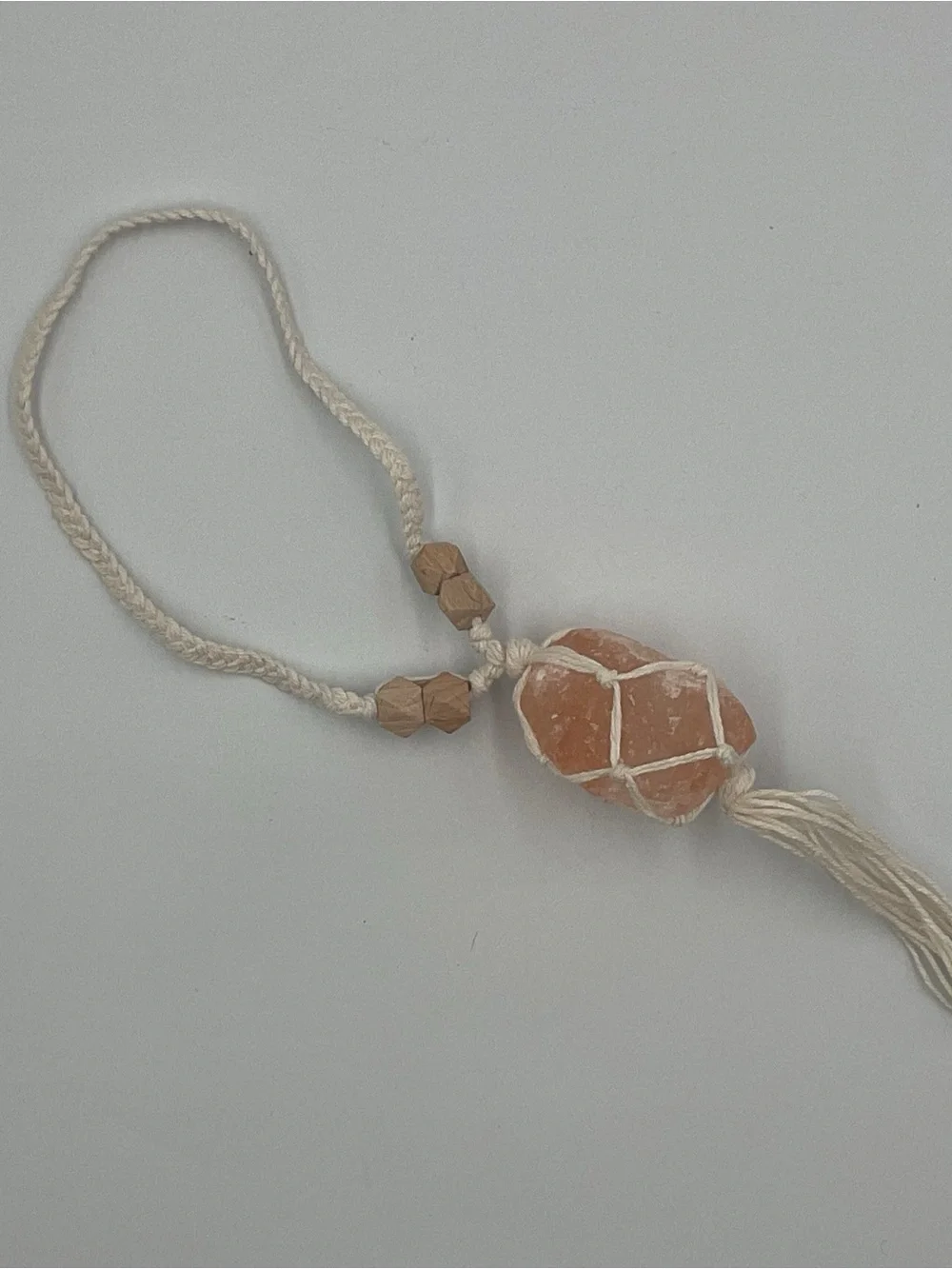 Macrame Rose Quartz Himalayan Salt Car Stress Relief Crystal Home Hanging Decor
